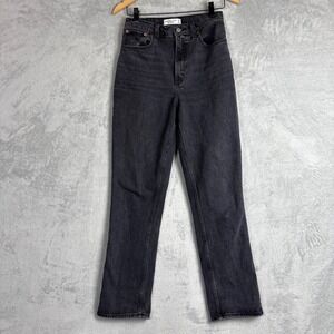 Abercrombie & Fitch Curve Love The 90s Straight Ultra High Rise Black Jeans 26 2